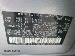 2015 Subaru Outback Premium with VIN 4S4BSAFC4F3303943, listed as a Copart auction lot 62279865 with 128,194 mi miles and Salvage title. Bid and sale history available at DreamBid. Image 13.