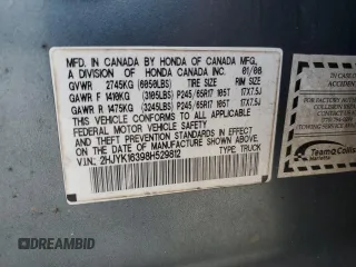 2008 Honda Ridgeline RTX z VIN 2HJYK16398H529812, wystawiony jako Copart lot #42393905 z przebiegiem 230 190 mil mil oraz Szkoda całkowita • Salvage title. Historia ofert i sprzedaży dostępna na DreamBid. Obrazek 12.