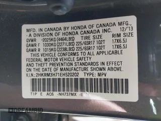 2014 Honda CR-V EX-L with VIN 2HKRM3H71EH520202, listed as a IAAI auction lot 41989006 with 86,245 mi miles and . Bid and sale history available at carsss.com. Image 9.