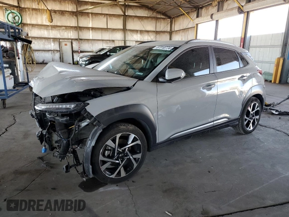 2023 Hyundai Kona Limited with VIN KM8K53A33PU010430, listed as a Copart auction lot 87010774 with 48,714 mi miles and Salvage Title. Bid and sale history available at carsss.com. Image 1.