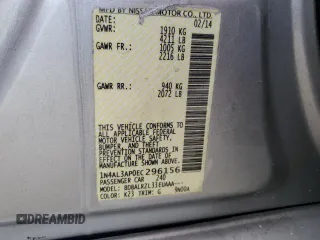 2014 Nissan Altima SV with VIN 1N4AL3AP0EC296156, listed as a Copart auction lot 54668745 with 84,959 mi miles and Salvage Title. Bid and sale history available at DreamBid. Image 12.