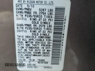 2010 Nissan Murano SL z VIN JN8AZ1MWXAW129252, wystawiony jako Copart lot #59054305 z przebiegiem 148 591 mil mil oraz Czysty tytuł • Clean title. Historia ofert i sprzedaży dostępna na DreamBid. Obrazek 13.