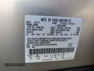 2017 Ford Explorer XLT z VIN 1FM5K8DH1HGD56468, wystawiony jako Copart lot #57130425 z przebiegiem 83 459 mil mil oraz Szkoda całkowita • Salvage title. Historia ofert i sprzedaży dostępna na DreamBid. Obrazek 13.