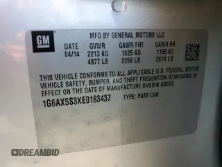 2014 Cadillac CTS Luxury AWD with VIN 1G6AX5S3XE0183437, listed as a Copart auction lot 50405105 with 111,806 mi miles and Salvage Title. Bid and sale history available at DreamBid. Image 14.