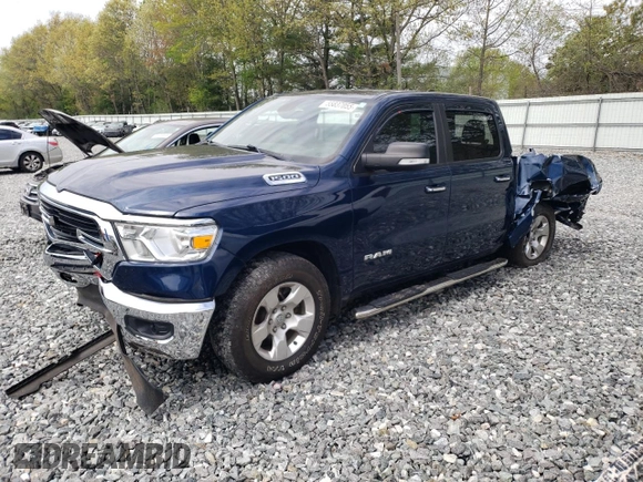 2020 Ram 1500 Big Horn with VIN 1C6RRFFG9LN314443, listed as a Copart auction lot 55837055 with 44,887 mi miles and Salvage title. Bid and sale history available at DreamBid. Image 1.