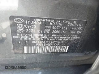 2020 Hyundai Ioniq SEL z VIN KMHC85LC8LU235019, wystawiony jako IAAI lot #41882705 z przebiegiem Nie podano mil oraz . Historia ofert i sprzedaży dostępna na DreamBid. Obrazek 9.