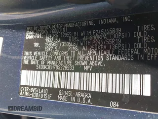 2013 Toyota Highlander Limited with VIN 5TDDK3EH7DS228933, listed as a IAAI auction lot 42442790 with 131,209 mi miles and . Bid and sale history available at DreamBid. Image 9.