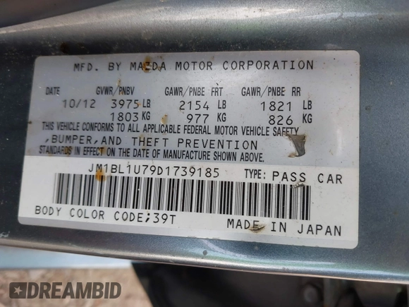2013 Mazda Mazda3 i Sport with VIN JM1BL1U79D1739185, listed as a IAAI auction lot 41700135 with 300,823 mi miles. Bid and sale history available at carsss.com. Image 9.