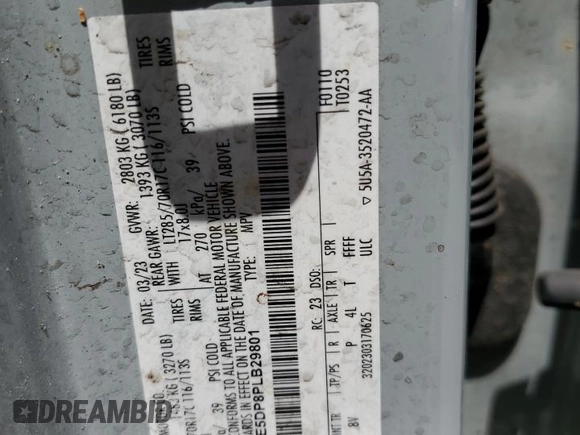 2023 Ford Bronco z VIN 1FMEE5DP8PLB29801, wystawiony jako Copart lot #55086715 z przebiegiem 14 826 mil mil oraz Szkoda całkowita • Salvage title. Historia ofert i sprzedaży dostępna na DreamBid. Obrazek 12.