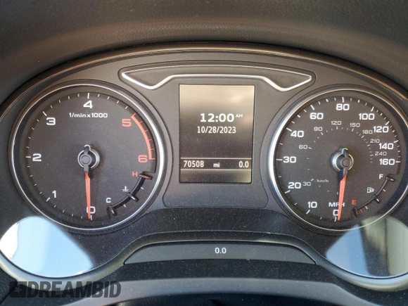 2015 Audi A3 with VIN WAUHJGFF4F1027836, listed as a Copart auction lot 74572223 with 70,508 mi miles and Salvage title. Bid and sale history available at DreamBid. Image 9.