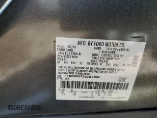 2018 Ford Explorer Sport with VIN 1FM5K8GT0JGB31061, listed as a Copart auction lot 58143375 with 97,149 mi miles and Salvage title. Bid and sale history available at DreamBid. Image 13.