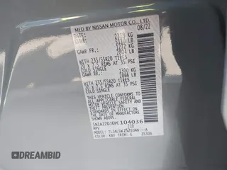 2023 Nissan Murano Platinum with VIN 5N1AZ2DJ6PC104036, listed as a IAAI auction lot 42008473 with 25,463 mi miles and . Bid and sale history available at DreamBid. Image 9.