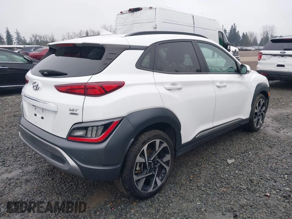 2022 Hyundai Kona Limited with VIN KM8K5CA3XNU811739, listed as a IAAI auction lot 41271588 with 50,007 mi miles and . Bid and sale history available at DreamBid. Image 4.
