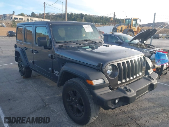 2018 Jeep Wrangler Unlimited Sport S z VIN 1C4HJXDN5JW206475, wystawiony jako IAAI lot #41359976 z przebiegiem Nie podano mil oraz . Historia ofert i sprzedaży dostępna na DreamBid. Obrazek 1.