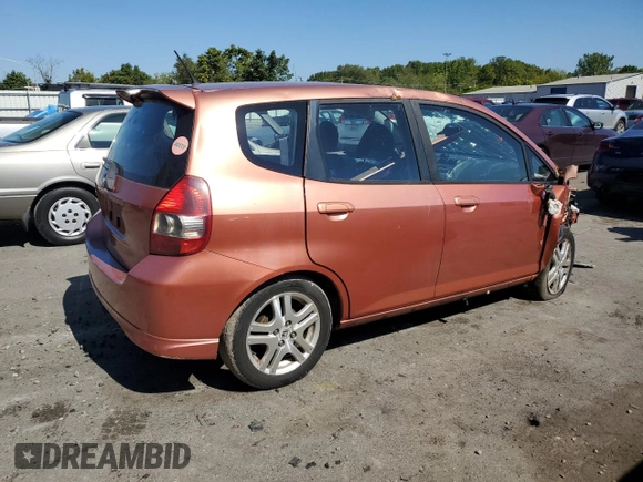 2007 Honda Fit Sport with VIN JHMGD38607S003555, listed as a Copart auction lot 70686834 with 141,940 mi miles and Salvage Title. Bid and sale history available at carsss.com. Image 3.