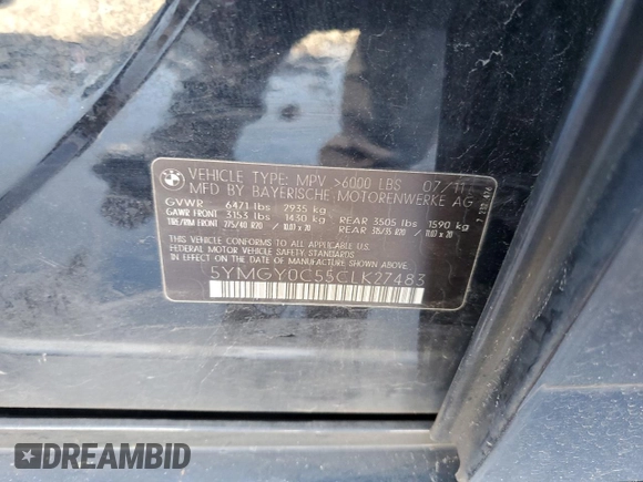 2012 BMW X5 M with VIN 5YMGY0C55CLK27483, listed as a Copart auction lot 85232104 with 116,338 mi miles and Salvage Title. Bid and sale history available at carsss.com. Image 16.