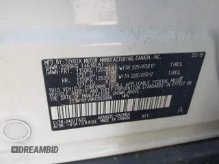 2019 Toyota RAV4 XLE with VIN 2T3W1RFV9KC005888, listed as a IAAI auction lot 41965679 with 155,974 mi miles. Bid and sale history available at carsss.com. Image 9.