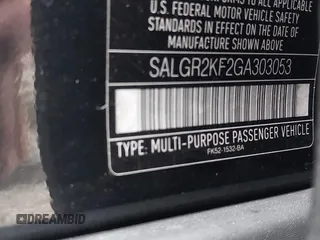 2016 Land Rover Range Rover with VIN SALGR2KF2GA303053, listed as a IAAI auction lot 41745752 with 111,045 mi miles and . Bid and sale history available at DreamBid. Image 9.