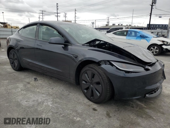 2025 Tesla Model 3 Long Range with VIN 5YJ3E1EA9SF966602, listed as a Copart auction lot 53571325 with 1,382 mi miles and Salvage title. Bid and sale history available at DreamBid. Image 4.