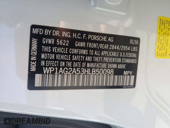 2017 Porsche Macan GTS with VIN WP1AG2A53HLB50098, listed as a Copart auction lot 51794845 with 38,266 mi miles and Salvage Title. Bid and sale history available at DreamBid. Image 13.