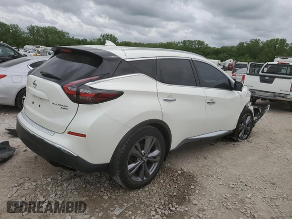 2020 Nissan Murano Platinum with VIN 5N1AZ2DS1LN162532, listed as a Copart auction lot 55274235 with 46,841 mi miles and Salvage title. Bid and sale history available at DreamBid. Image 3.