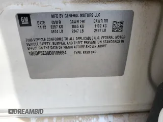 2013 Cadillac CTS Premium с VIN 1G6DP5E38D0135684, выставлен на аукционе Copart как лот 52454005 с пробегом Не указан миль и Списание • Salvage title. История ставок и продаж доступна на DreamBid. Изображение 14.