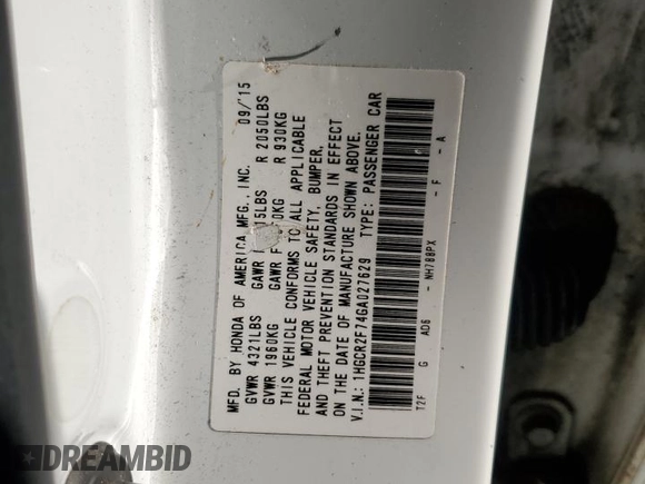 2016 Honda Accord Sedan EX with VIN 1HGCR2F74GA027629, listed as a Copart auction lot 45729885 with 233,938 mi miles and Salvage Title. Bid and sale history available at carsss.com. Image 15.