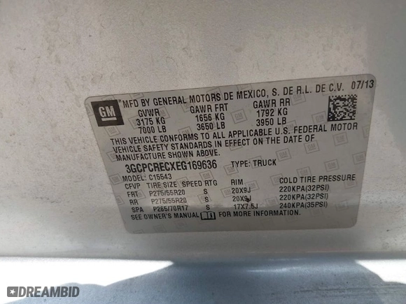 2014 Chevrolet Silverado 1500 LT with VIN 3GCPCRECXEG169636, listed as a IAAI auction lot 41933842 with 240,988 mi miles. Bid and sale history available at carsss.com. Image 9.