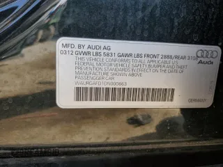 2013 Audi A8 L 3.0L with VIN WAURGAFD1DN000663, listed as a Copart auction lot 50812425 with 0 mi miles and Salvage Title. Bid and sale history available at carsss.com. Image 15.