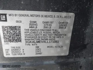 2020 GMC Terrain SLE with VIN 3GKALMEVXLL171051, listed as a IAAI auction lot 41790628 with 58,699 mi miles. Bid and sale history available at carsss.com. Image 9.