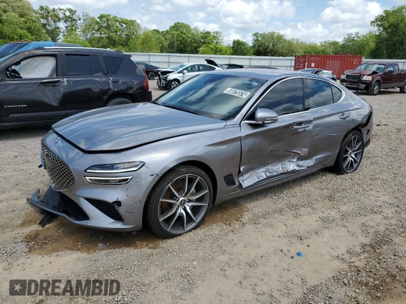2023 Genesis G70 2.0T with VIN KMTG34TA1PU128155, listed as a Copart auction lot 50875574 with 16,092 mi miles and Non Repairable. Bid and sale history available at DreamBid. Image 1.