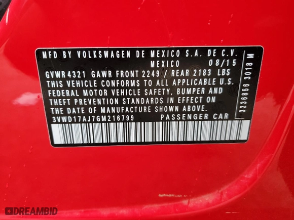 2016 Volkswagen Jetta Sedan 1.8T Sport with VIN 3VWD17AJ7GM216799, listed as a Copart auction lot 47631755 with 152,808 mi miles and Salvage Title. Bid and sale history available at carsss.com. Image 12.