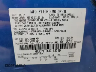 2018 Ford EcoSport SE with VIN MAJ3P1TE6JC173310, listed as a Copart auction lot 53085345 with 59,233 mi miles and Clean Title. Bid and sale history available at carsss.com. Image 13.