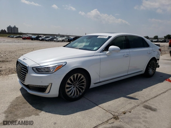 2019 Genesis G90 3.3T Premium with VIN KMHG34JA6KU053345, listed as a Copart auction lot 68646234 with 60,500 mi miles and Salvage Title. Bid and sale history available at carsss.com. Image 1.