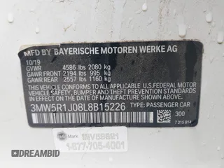 2020 BMW 3 Series 330i z VIN 3MW5R1J08L8B15226, wystawiony jako IAAI lot #41885915 z przebiegiem 75 347 mil mil oraz . Historia ofert i sprzedaży dostępna na DreamBid. Obrazek 9.