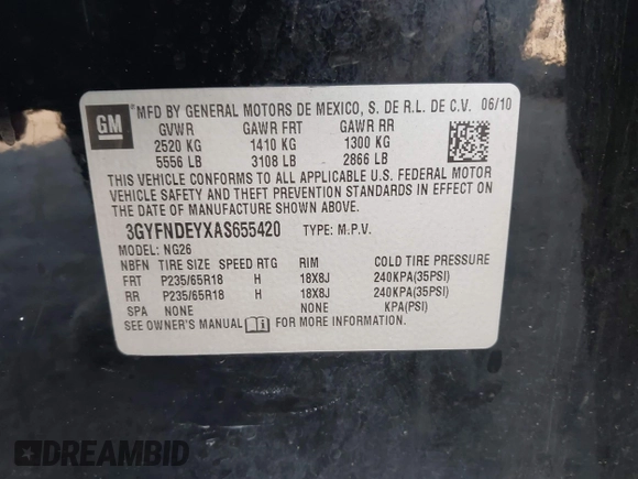 2010 Cadillac SRX Luxury Collection z VIN 3GYFNDEYXAS655420, wystawiony jako IAAI lot #42088766 z przebiegiem 235 033 mil mil oraz . Historia ofert i sprzedaży dostępna na DreamBid. Obrazek 9.