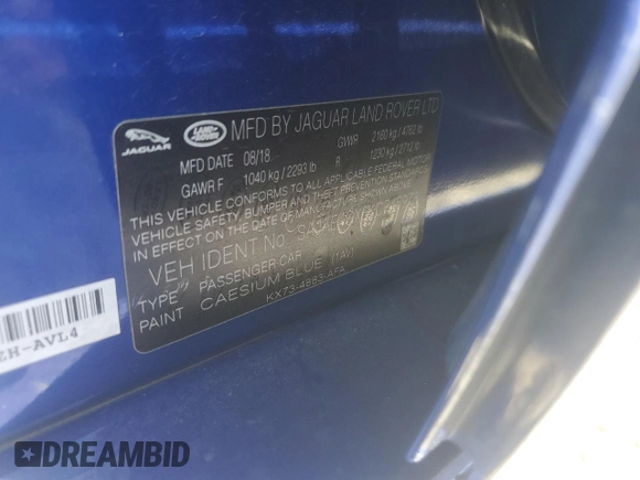 2019 Jaguar XE with VIN SAJAE4GX6KCP46973, listed as a Copart auction lot 76675914 with 42,419 mi miles and Salvage Title. Bid and sale history available at DreamBid. Image 12.