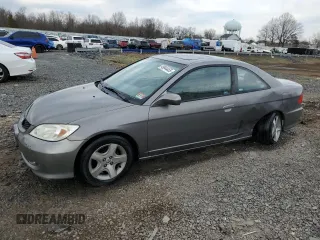 2005 Honda Civic Cpe EX with VIN 1HGEM22985L023194, listed as a Copart auction lot 49844455 with 156,864 mi miles and Salvage Title. Bid and sale history available at carsss.com. Image 1.