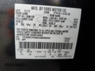 2013 Ford Explorer Limited z VIN 1FM5K7F84DGB92053, wystawiony jako Copart lot #55972105 z przebiegiem Nie podano mil oraz Szkoda całkowita • Salvage title. Historia ofert i sprzedaży dostępna na DreamBid. Obrazek 12.