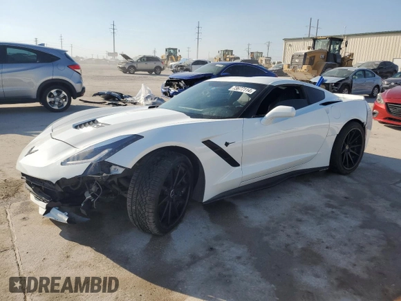 2017 Chevrolet Corvette 1LT with VIN 1G1YB2D75H5113871, listed as a Copart auction lot 73677114 with 0 mi miles and Salvage Title. Bid and sale history available at carsss.com. Image 1.