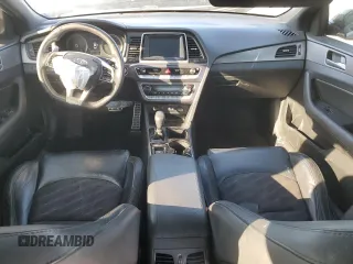 2018 Hyundai Sonata Sport Plus with VIN 5NPE34AF4JH709798, listed as a Copart auction lot 46046495 with 107,575 mi miles and Salvage Title. Bid and sale history available at DreamBid. Image 8.
