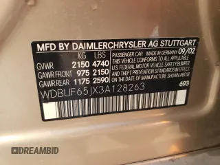 2003 Mercedes-Benz E 320 z VIN WDBUF65JX3A128263, wystawiony jako Copart lot #87302304 z przebiegiem 135 367 mil mil oraz Szkoda całkowita • Salvage title. Historia ofert i sprzedaży dostępna na DreamBid. Obrazek 12.