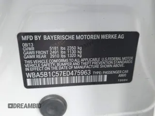 2014 BMW 5 Series 535i with VIN WBA5B1C57ED475963, listed as a IAAI auction lot 41914997 with 92,037 mi miles and . Bid and sale history available at DreamBid. Image 9.
