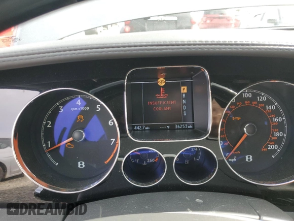 2007 Bentley Continental GT with VIN SCBCR73W07C044927, listed as a Copart auction lot 56657975 with 36,253 mi miles and Salvage Title. Bid and sale history available at DreamBid. Image 9.