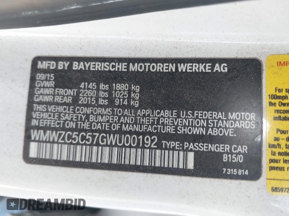 2016 MINI Countryman S z VIN WMWZC5C57GWU00192, wystawiony jako IAAI lot #42345660 z przebiegiem 57 683 mil mil oraz . Historia ofert i sprzedaży dostępna na DreamBid. Obrazek 9.