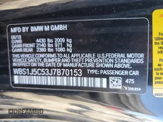 2018 BMW M2 z VIN WBS1J5C53J7B70153, wystawiony jako Copart lot #47081155 z przebiegiem Nie podano mil oraz Szkoda całkowita • Salvage title. Historia ofert i sprzedaży dostępna na DreamBid. Obrazek 14.
