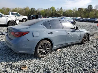 2021 Infiniti Q50 Red Sport 400 with VIN JN1FV7DP1MM850085, listed as a Copart auction lot 52563075 with Not provided miles and Salvage title. Bid and sale history available at DreamBid. Image 3.