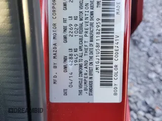 2015 Mazda 6 i Sport with VIN JM1GJ1U58F1182959, listed as a Copart auction lot 52300685 with 54,598 mi miles and Non Repairable. Bid and sale history available at carsss.com. Image 12.