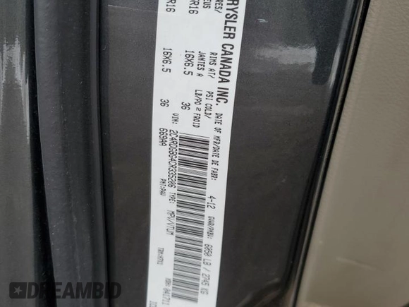 2012 Dodge Grand Caravan SE with VIN 2C4RDGBG4CR335206, listed as a Copart auction lot 52460645 with 191,024 mi miles and Clean Title. Bid and sale history available at DreamBid. Image 13.