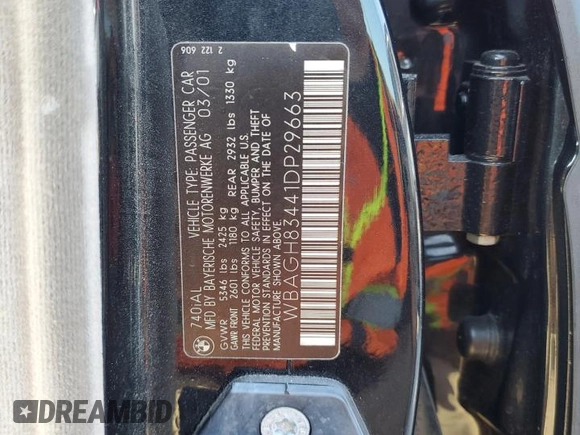2001 BMW 7 Series 740iL с VIN WBAGH83441DP29663, выставлен на аукционе Copart как лот 55772005 с пробегом Не указан миль и Чистый • Clean title. История ставок и продаж доступна на DreamBid. Изображение 12.